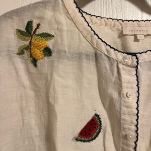 Anthropologie embroidered button up